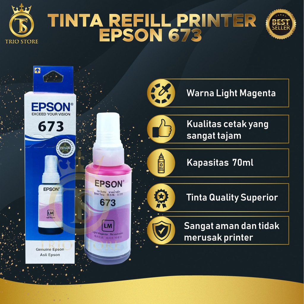 1 SET 6 PCS Tinta Epson 673 For Printer L800 L805 L850 L1800 Premium