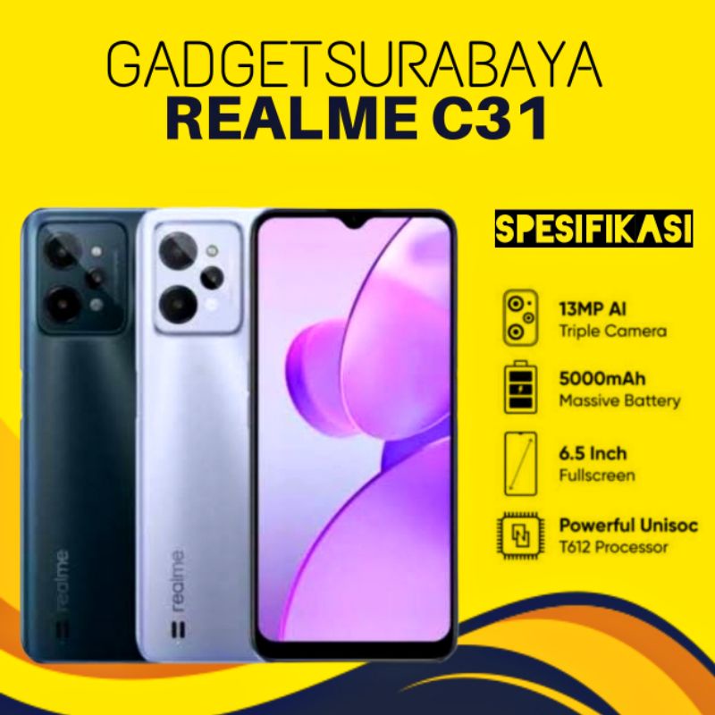 Realme C31 Ram 4GB Internal 64GB Ram 3GB Internal 32GB Baru Garansi Resmi 1 Tahun