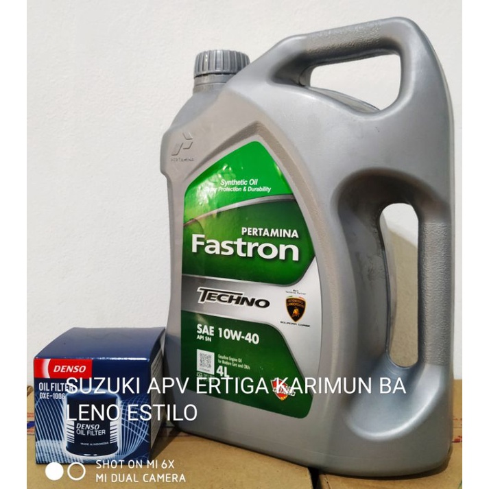 SALE!!! PAKET OLI FASTRON TECHNO HIJAU 10W-40 GALON 4 L+FILTER OLI DENSO DXE-1006 UNTUK MOBIL SUZUKI