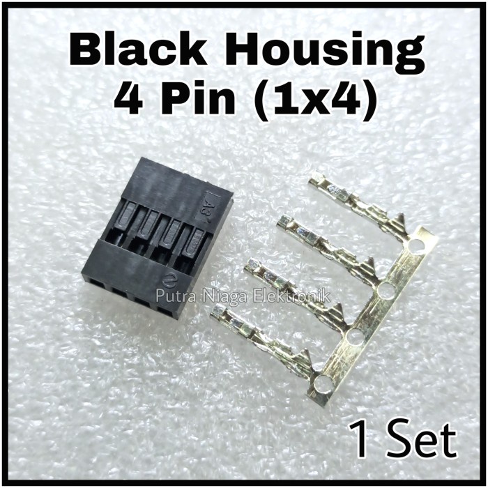 (1 Set) Black Housing 4p 2.54mm Konektor Hitam Dupont Female 1x4 4pin putr4n14 Ayo Beli