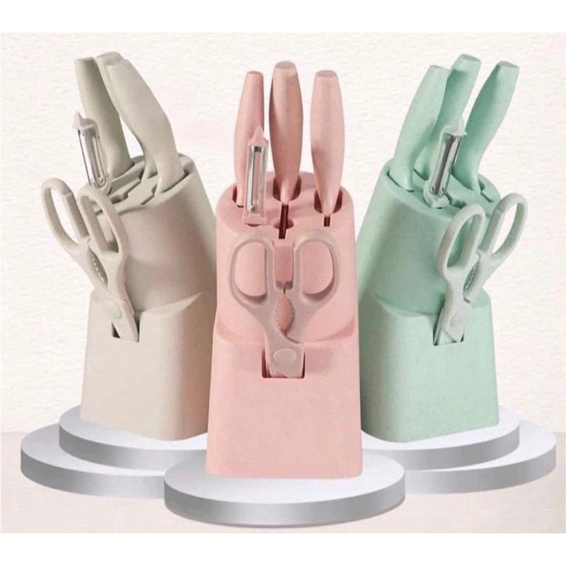 PISAU WADAH DAPUR SET 6IN1 / PISAU SET DENGAN WADAH FREE PACKING DUS FBL