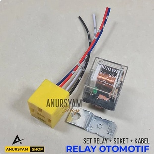 Relay 12V Kaki 4 dan Soket Plus Kabel Bintik / Rilay Set - Hinowa