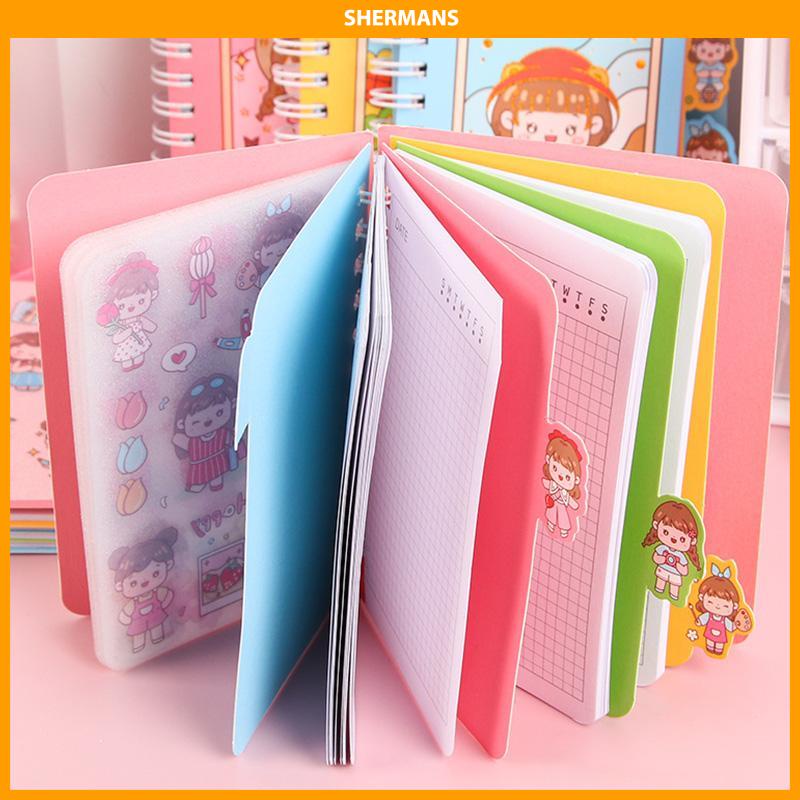 

[Ready Stock❤️]Buku Catatan Lucu Siswa Scrapbook Coil Buku Portabel Dengan Stiker Di Dalamnya sherman