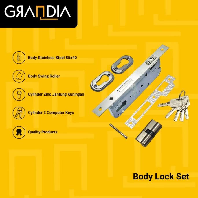 Body Pelor 3R Roller Pintu 2 Dua + Silinder 5 Anak Kunci 60mm Grandia