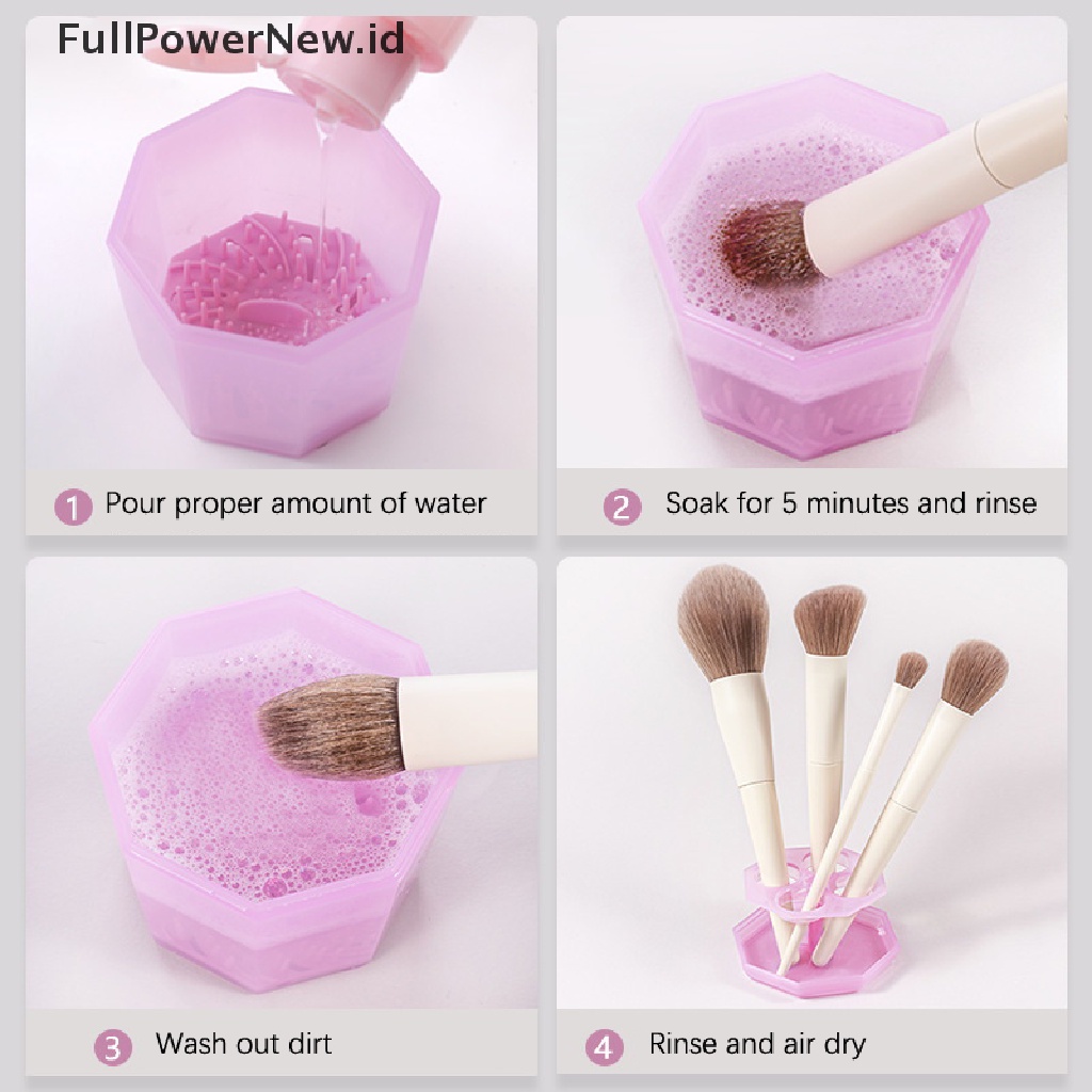 Power 1Pc Ember Pembersih Kuas Makeup Dgn Rak Pengering Alas Sikat Cuci Alat Kecantikan ID