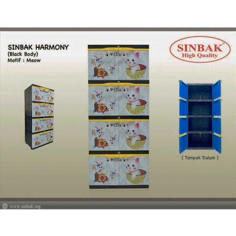 LEMARI PAKAIAN PLASTIK KARAKTER ANAK HARMONY / SINBAK  JUMBO