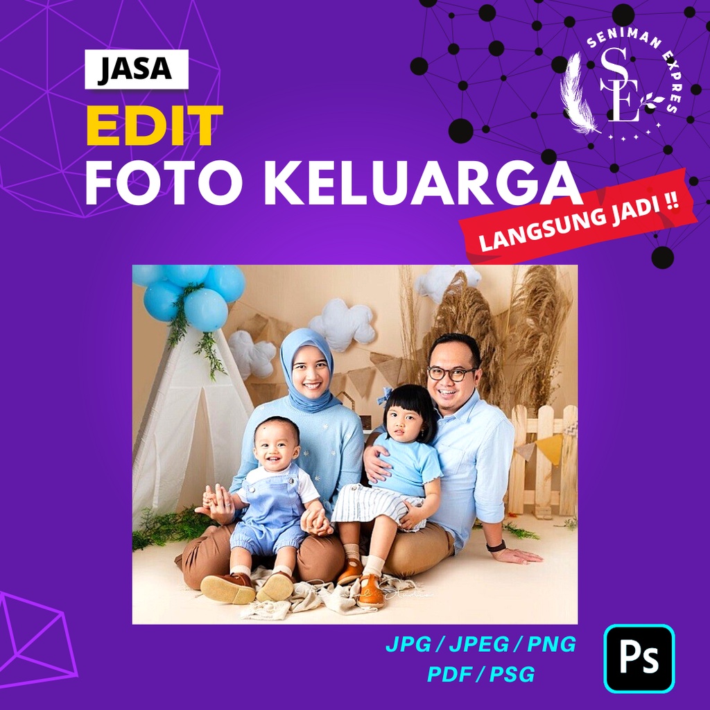 Ganti baground foto keluarga / foto wedding / foto wisuda / foto ultah