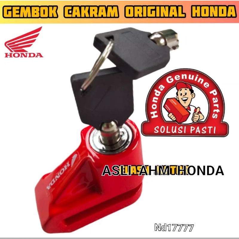 Kunci Gembok Cakram Original AHM Honda Pengaman Anti Maling Kendaraan Sepeda Motor - Kunci Motor Honda