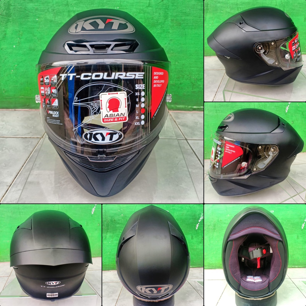 helm kyt tt course black matt / hitam doff