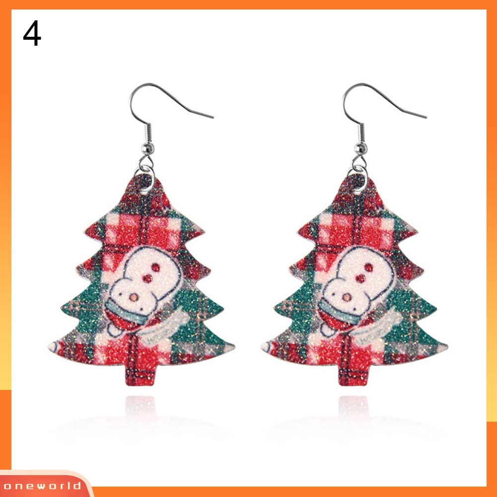 [WONE] Wanita Kulit Imitasi Teardrop Pohon Hati Menjuntai Kait Anting Perhiasan Hadiah Xmas