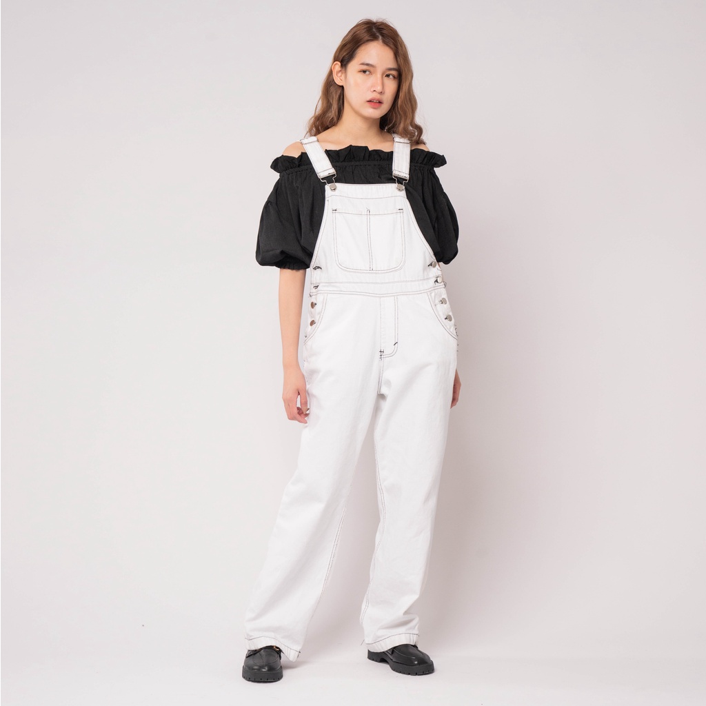 VIERLIN - Jumpsuit jeans putih 8238