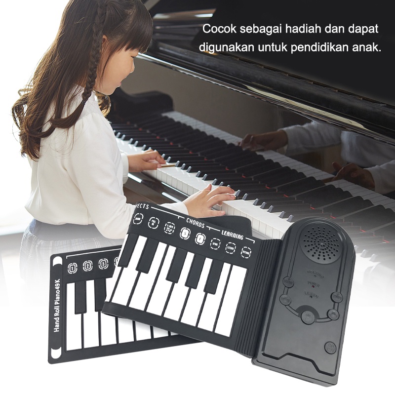 Berlatih untuk pemula Mini Electric49 kunci fleksibel piano musik portabel silikon bergulir musik elektronik keyboard lembut elektronik