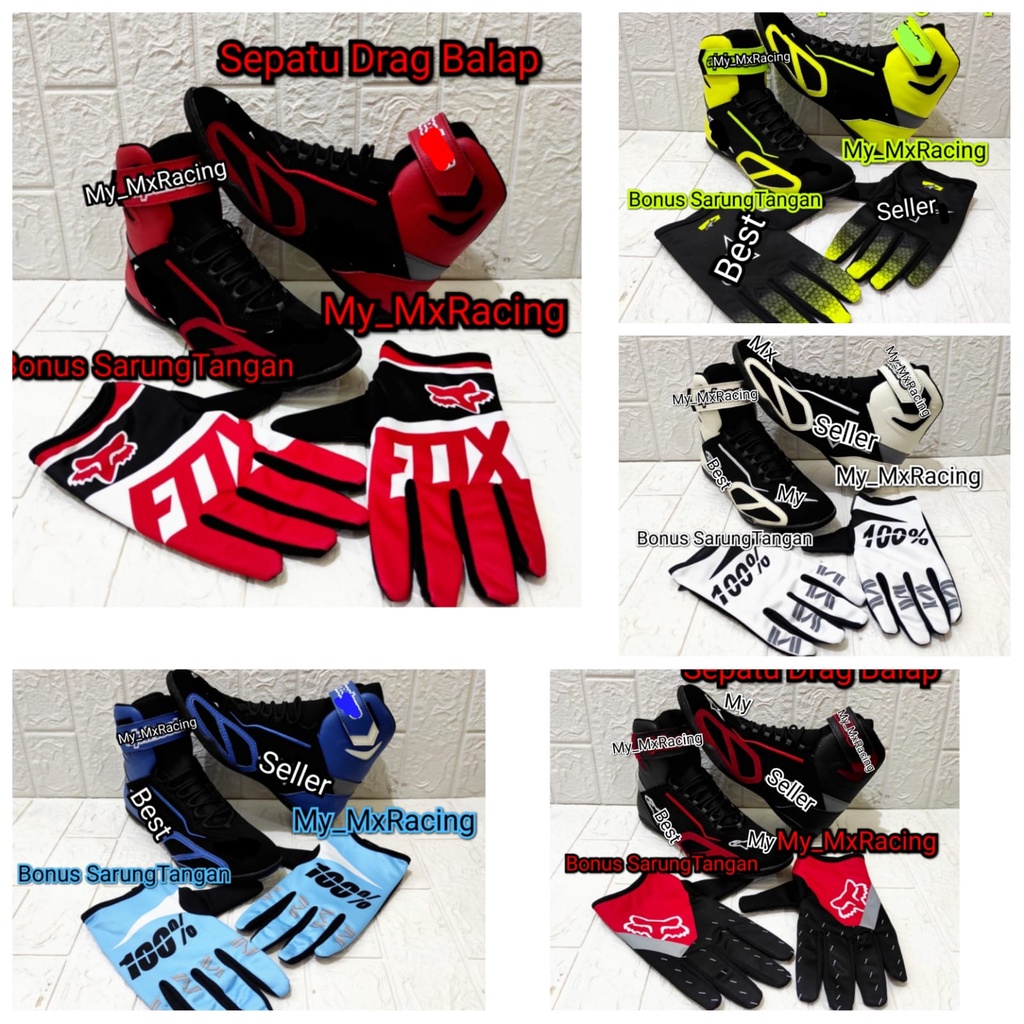 Sepatu Drag  BONUS SARUNG TANGAN Sepatu Race Motor TERLARIS for Touring Rally Slalom Kualitas Premium TERLARIS