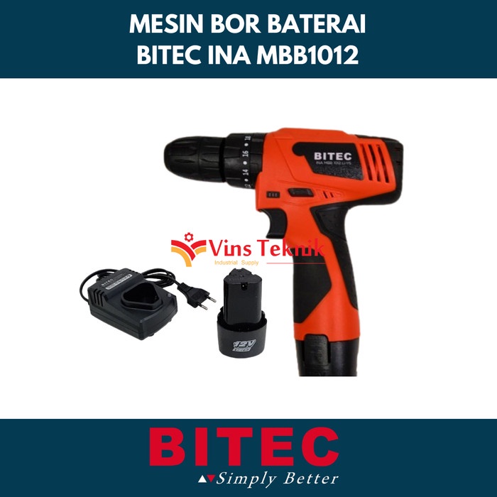 Bitec Ina Mbb 1012 Mbb1012 Mesin Bor Baterai Cordless Impact Drill 12V