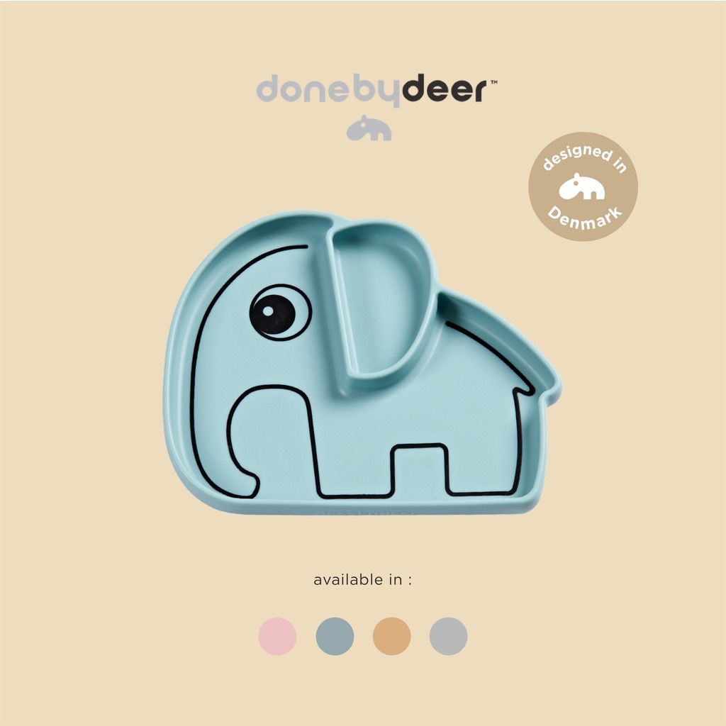 Done by Deer Silicone Stick &amp; Stay Plate Elphee - Piring Anak MPASI Silikon / Silicone Plate