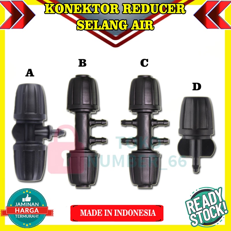 KONEKTOR REDUCER TEE CROSS SELANG PE 11MM X 7MM SAMBUNGAN SELANG IRIGASI TAMAN SPRINKLER TERMURAH