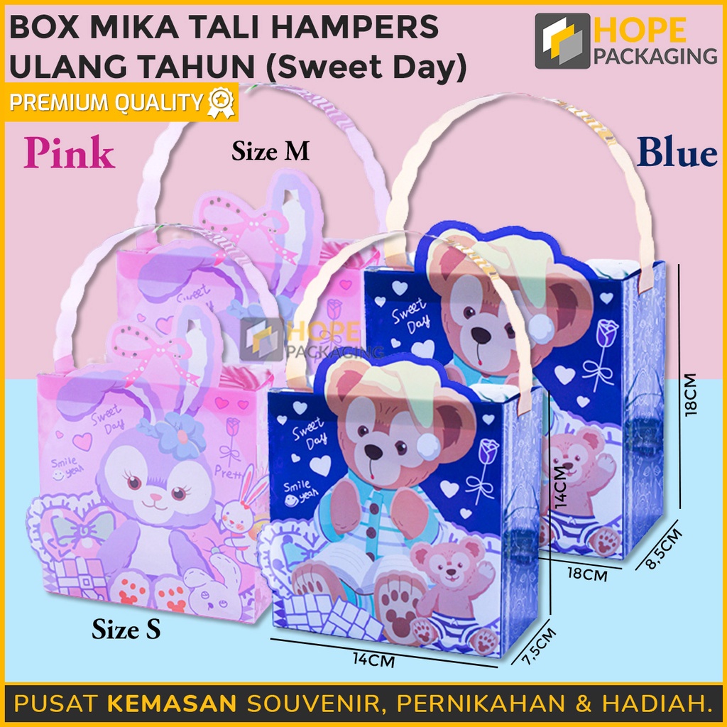 Box Mika Tali Hampers Uk. S untuk Ulang Tahun / Box Mika Transparant Hampers Goodie bag Birthday / kotak hadiah ultah souvenir anak bento box