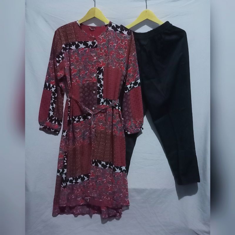setelan celana taris busana Tunik ceruty