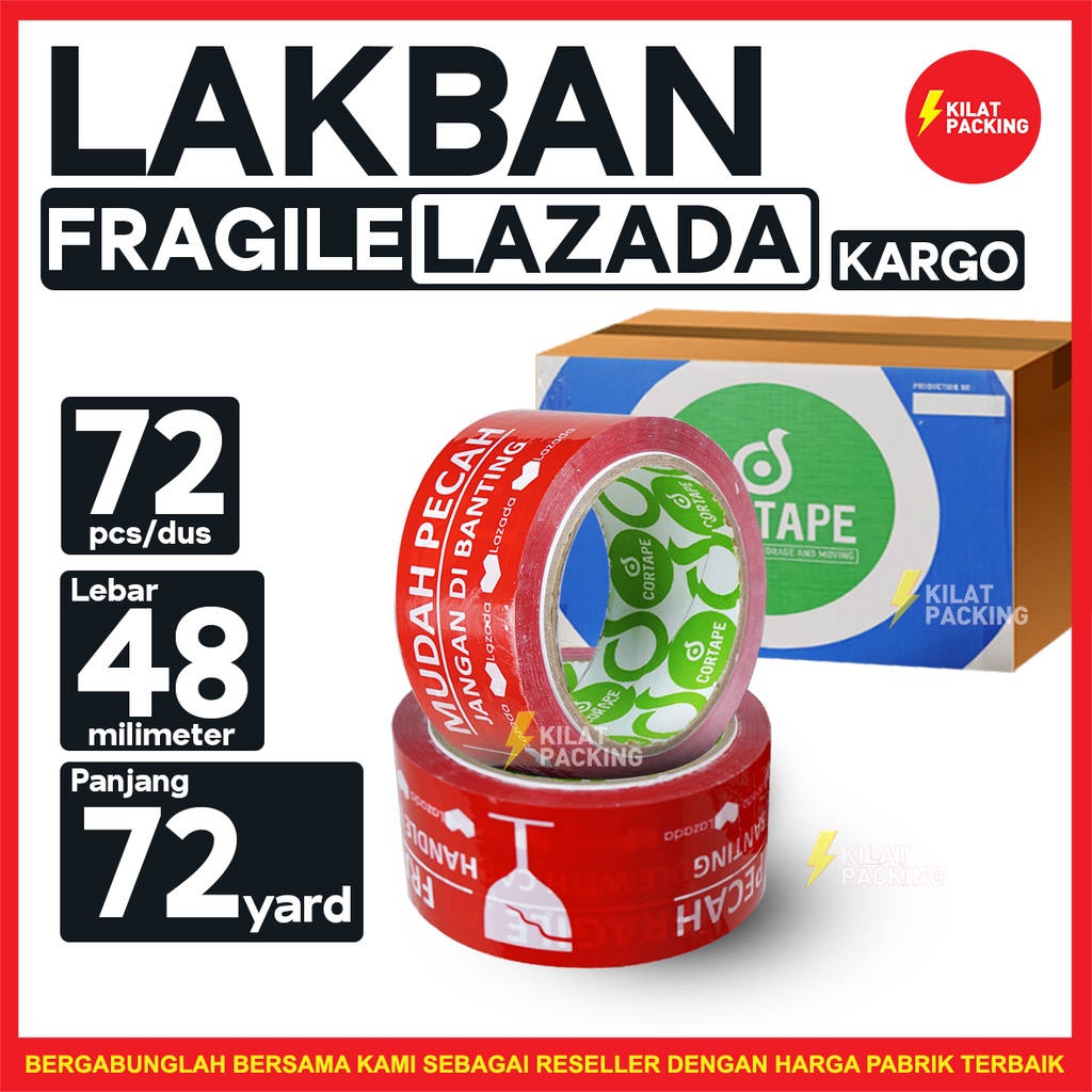 

Lakban Fragile Merah Fragile Rusfet LZADA ONLINE 48 mm x 90 yard DUS
