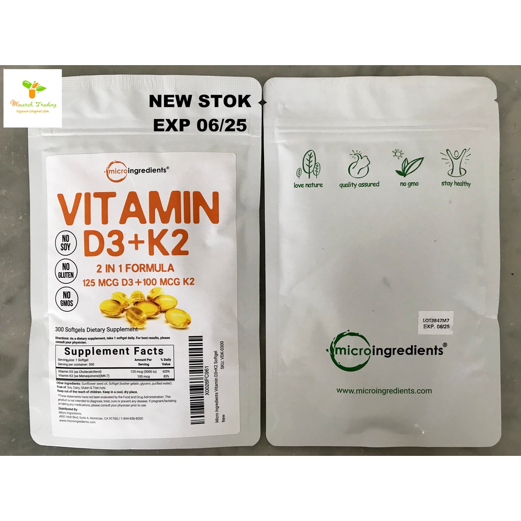 Micro Ingredients D3 K2 vitamin D3 K2 5000iu 100mcg