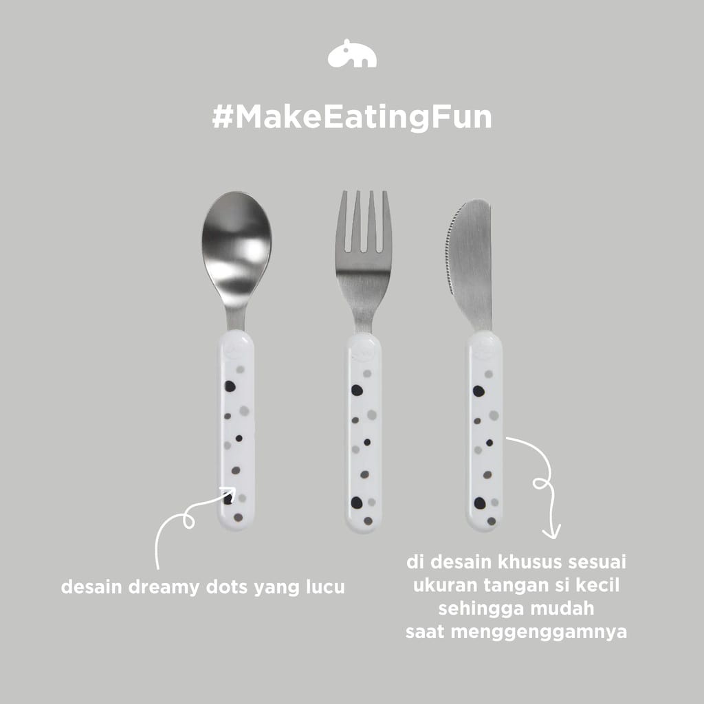 Done by Deer Cutlery Set Dreamy Dots - Sendok Makan Anak