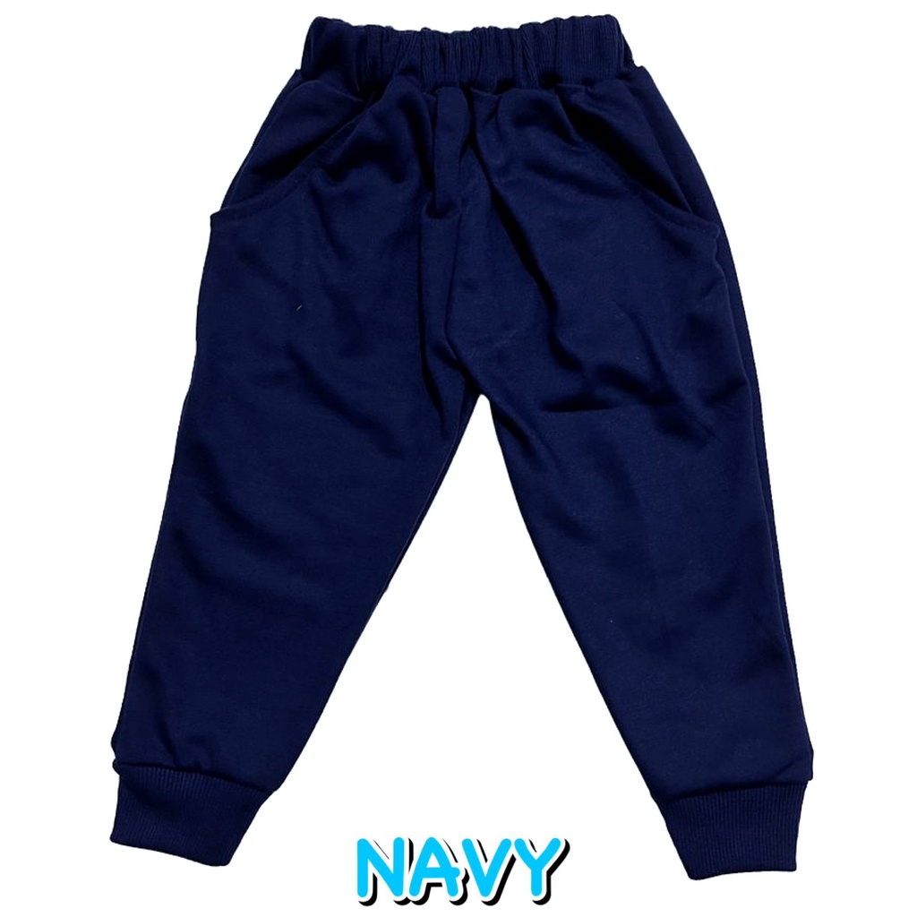 (1 KG BISA MUAT 11 PCS) CELANA PANJANG JOGER RIB SANTAI FASHION ANAK POLOS BIRU NAVY