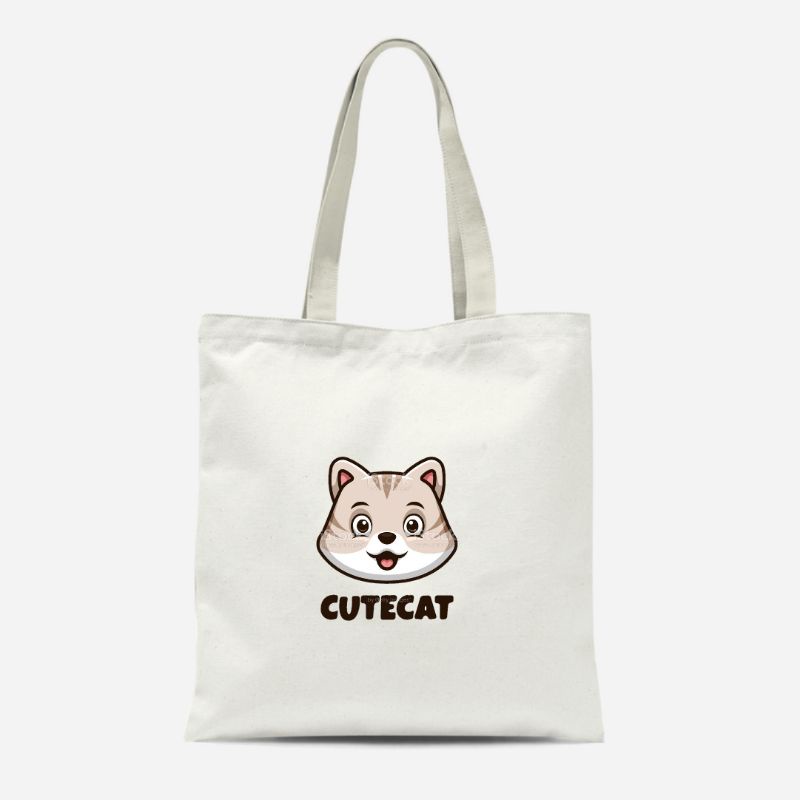 Tote bag Kanvas Resleting Cute cat PRIA WANITA Termurah Terlaris Kanvas