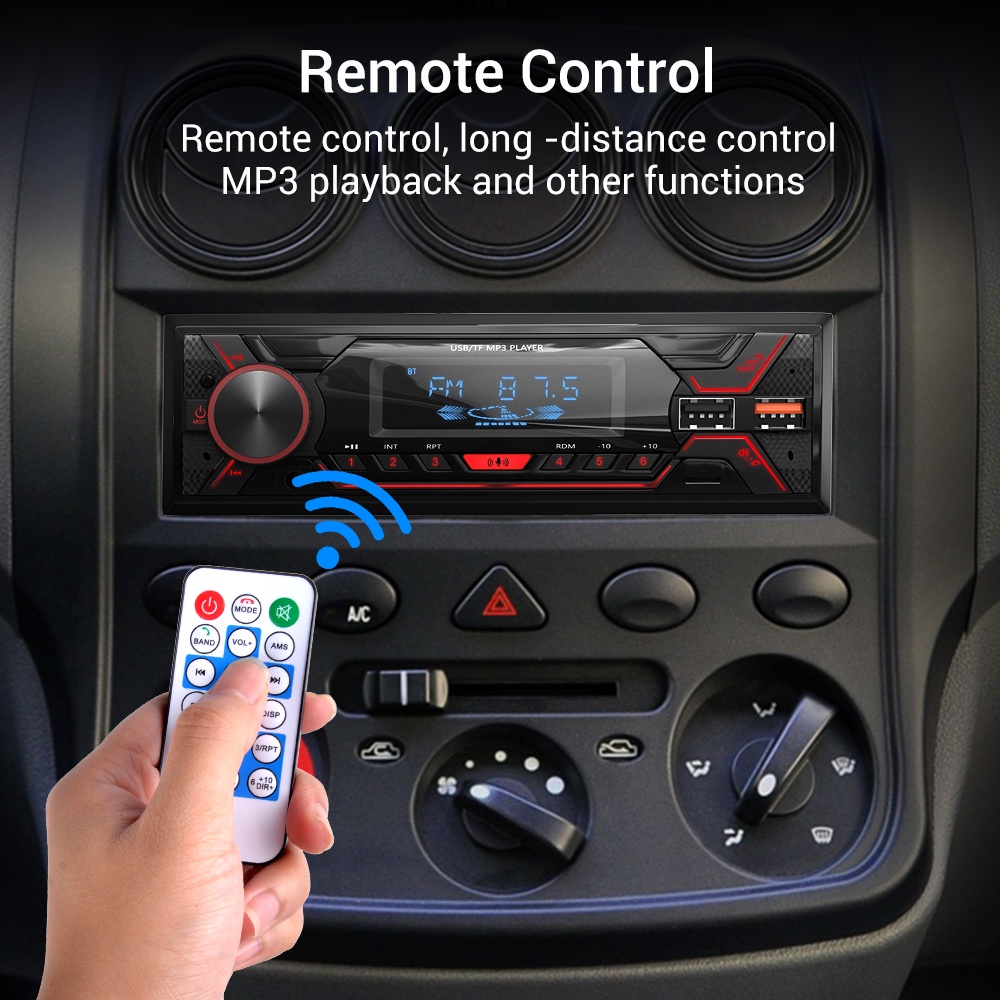 ESSGOO Mobil Stereo Car MP3 Player Single Din Car Audio Bluetooth Hands Free Stereo Support TF USB AUX FM Radio Receiver 1DIN Head Unit