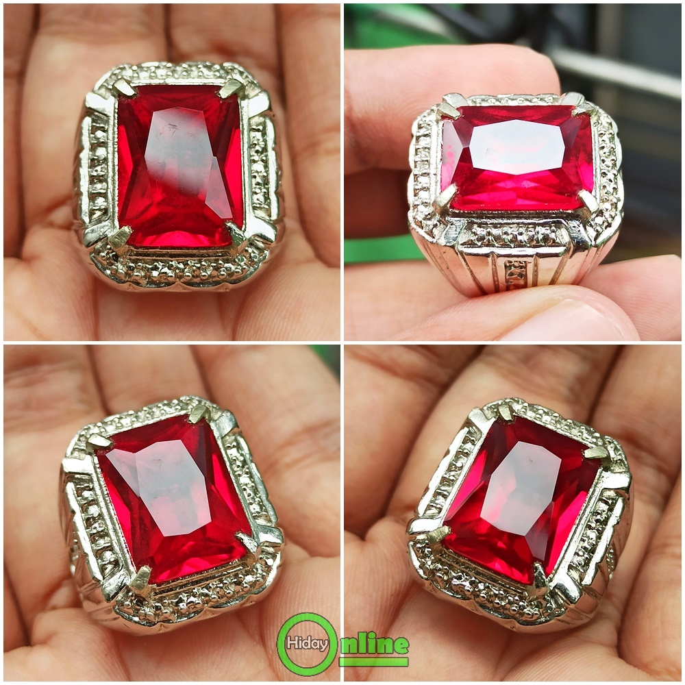 CINCIN PERMATA MERAH SIAM KOTAK OCTAGON