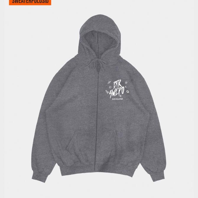 Sw Swepo X Btr Hoodie Zipper Space (Sablon Dada Kiri) - Abu Misty Tua,L
