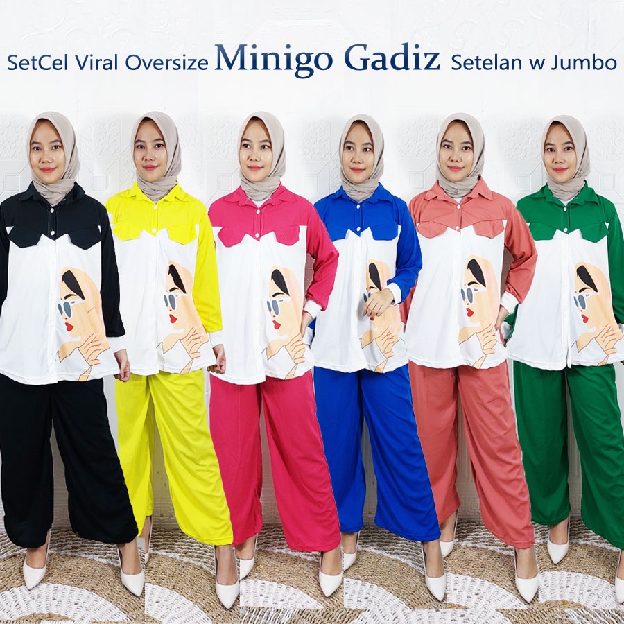 CARLINA SETELAN LD 110cm WANITA OVERSIZE KEMEJA DAN CELANA PANJANG MINIGO GADIZ BUSUI FRIENDLY