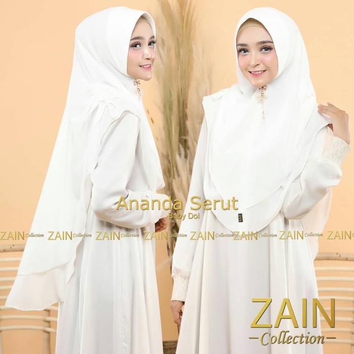 hijab Putih Ananda Serut Pinggir Ceruti 2 Layer - Bw/Putih Tulang M3U1 ragam model khimar instan top
