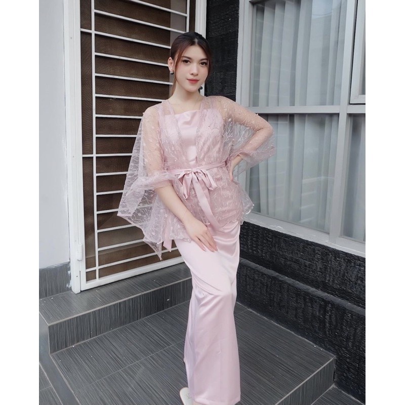 Geneva Set by NAMELIS - Outfit Set Dress Tile Satin untuk Kondangan Pesta Wisuda Bridesmaids Lamaran Seserahan