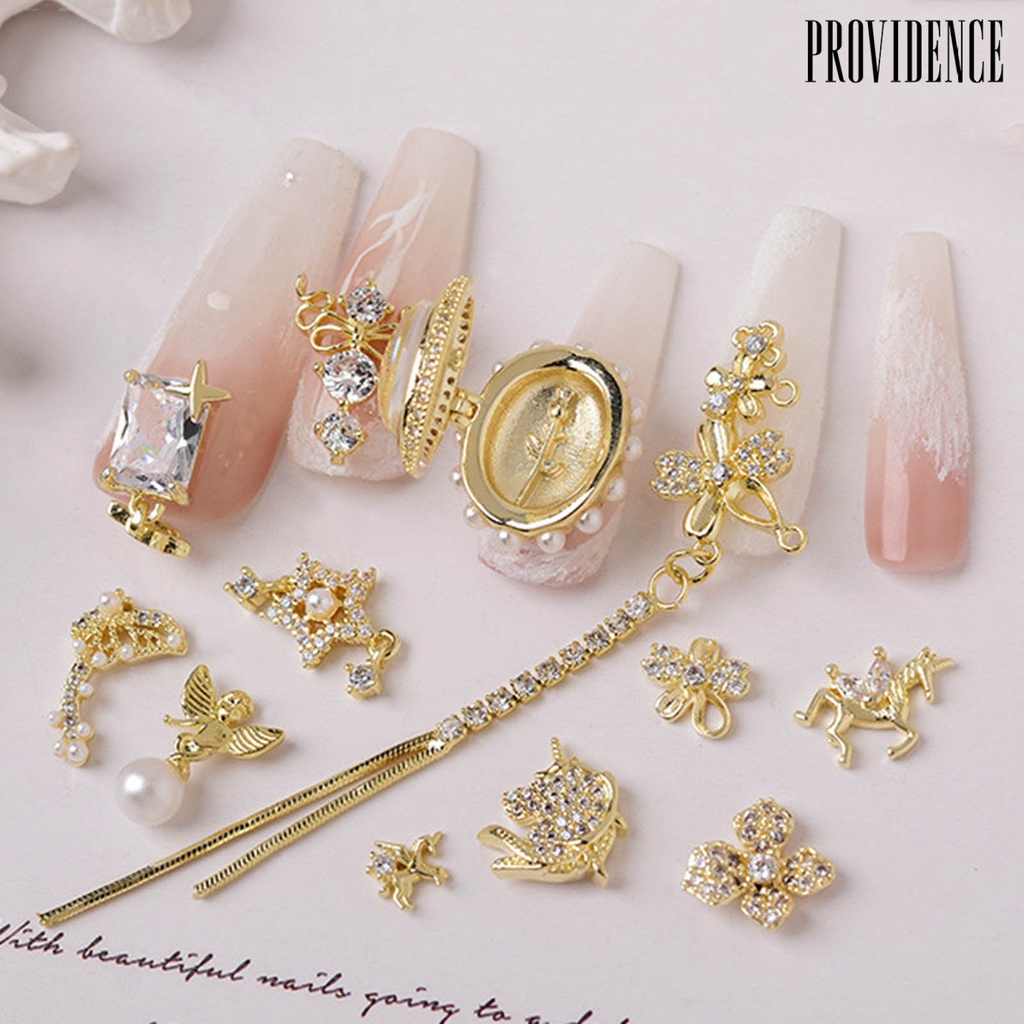Providence Nail Art Bunga Tiga Dimensi Bersinar Berkilau Tidak Rontok DIY Karat-Bukti Rantai Bunga Logam Liontin Kupu-Kupu Pesona Kuku Perlengkapan Kuku