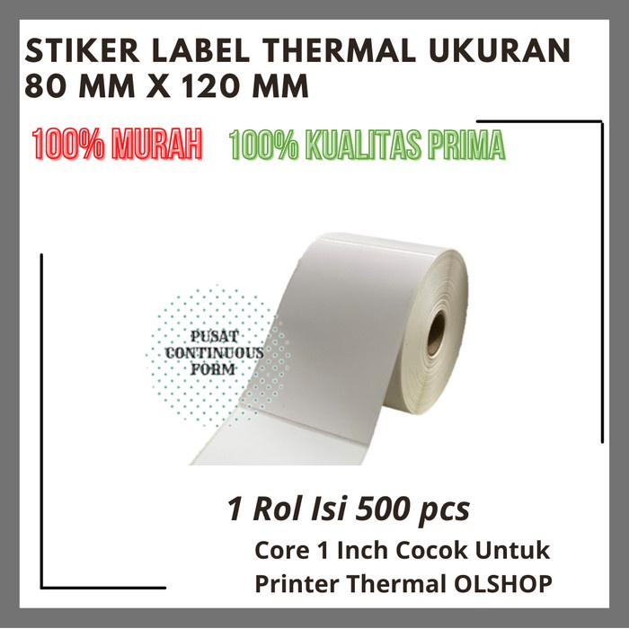 

Stiker Stiker Label Thermal 80 Mm X 120 Mm (Untuk Olshop) Isi 500 (8X12 Cm)
