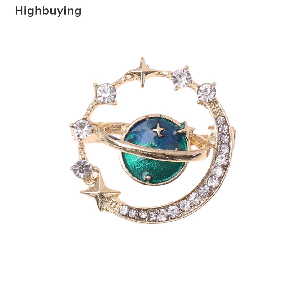 Hbid Lucu Bumi Bulan Bintang Bros Bintang Planet Biru Anti Liar Pin Mantel Syal Bros Enamel Korsase Pin Perhiasan Hadiah Glory