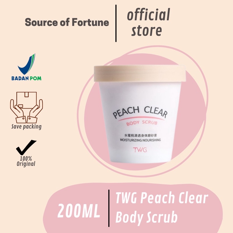 TWG PEACH CLEAR BODY SCRUB LULUR PEMBERSIH TUBUH MANDI ICE 200ml