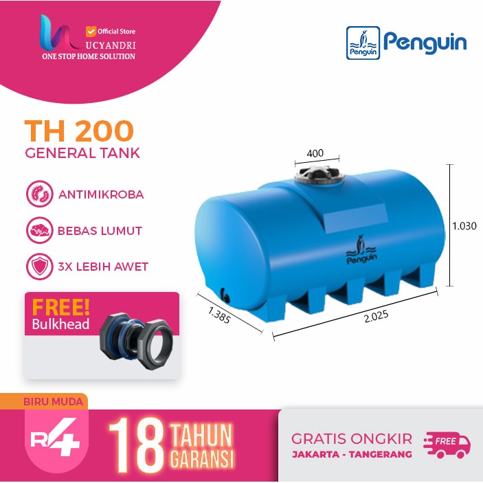 Penguin Tangki Air Horizontal TH 200, Tandon Panjang, Toren Panjang