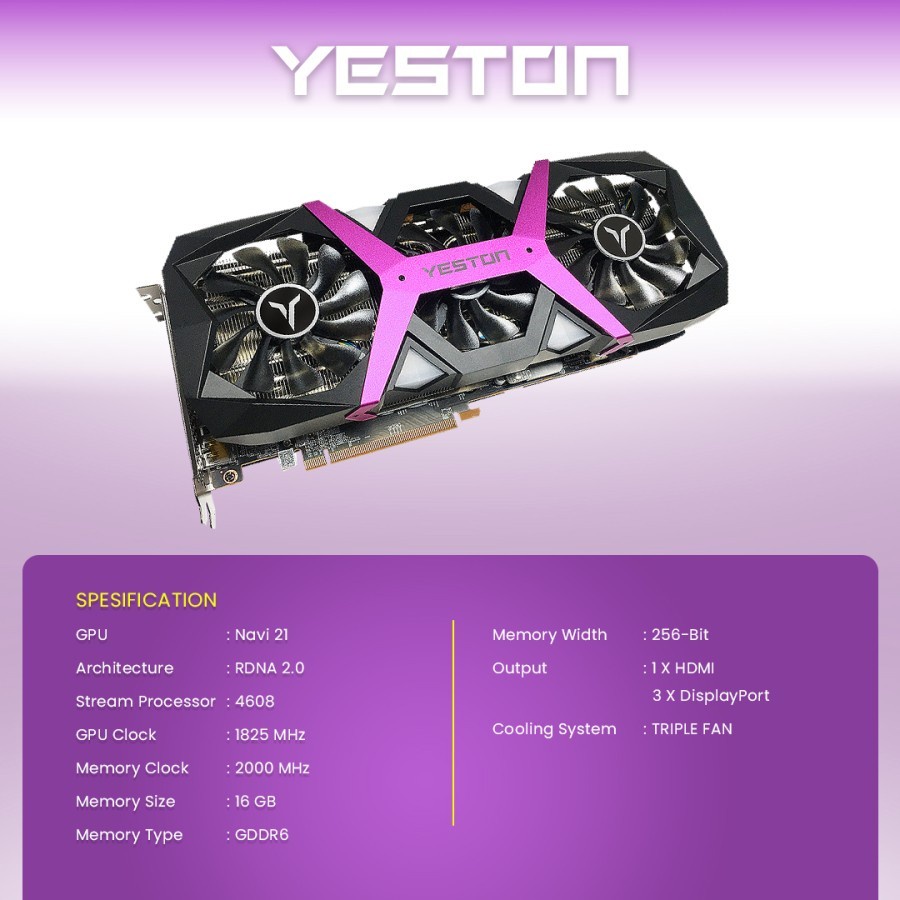 VGA YESTON RX 6800 16GB GDDR6 PB TRIPLE FAN