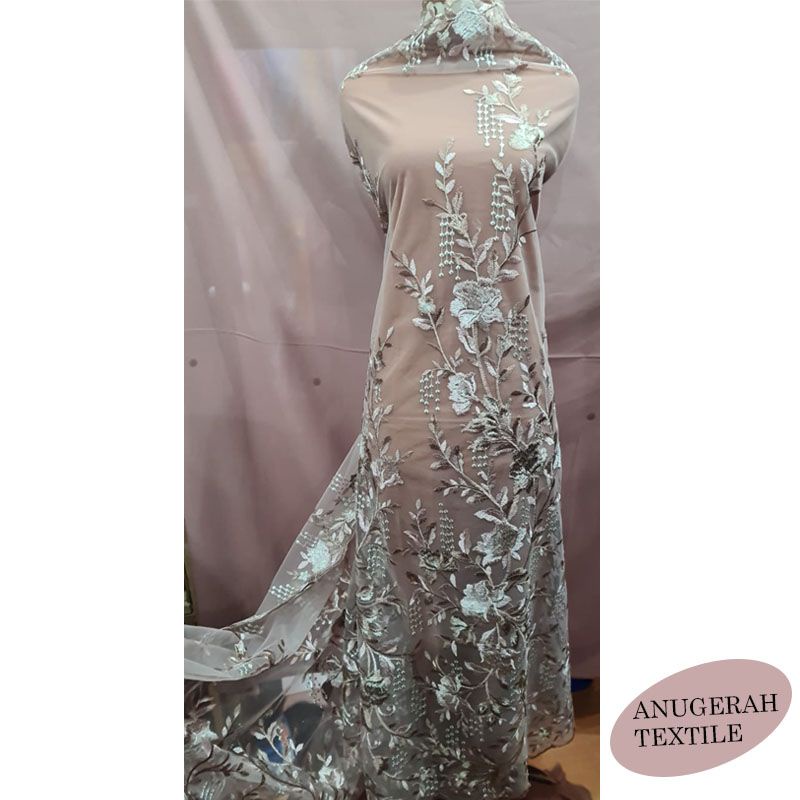 Kain tile bunga rambat full elegan (harga per setengah meter)