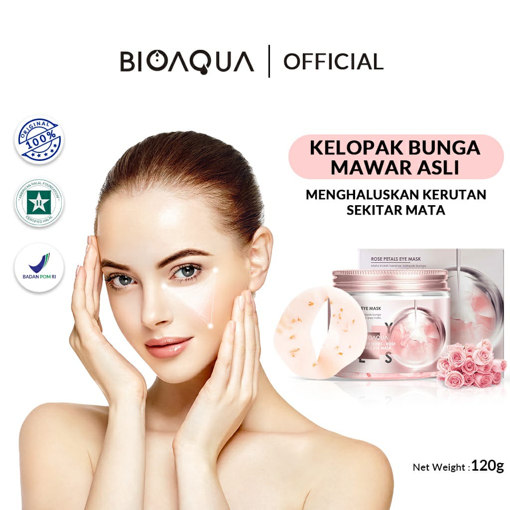 BIOAQUA Flower Series Rose Petals Eye Mask 140g/80pcs Masker Mata Memudarkan Kerutan Mata