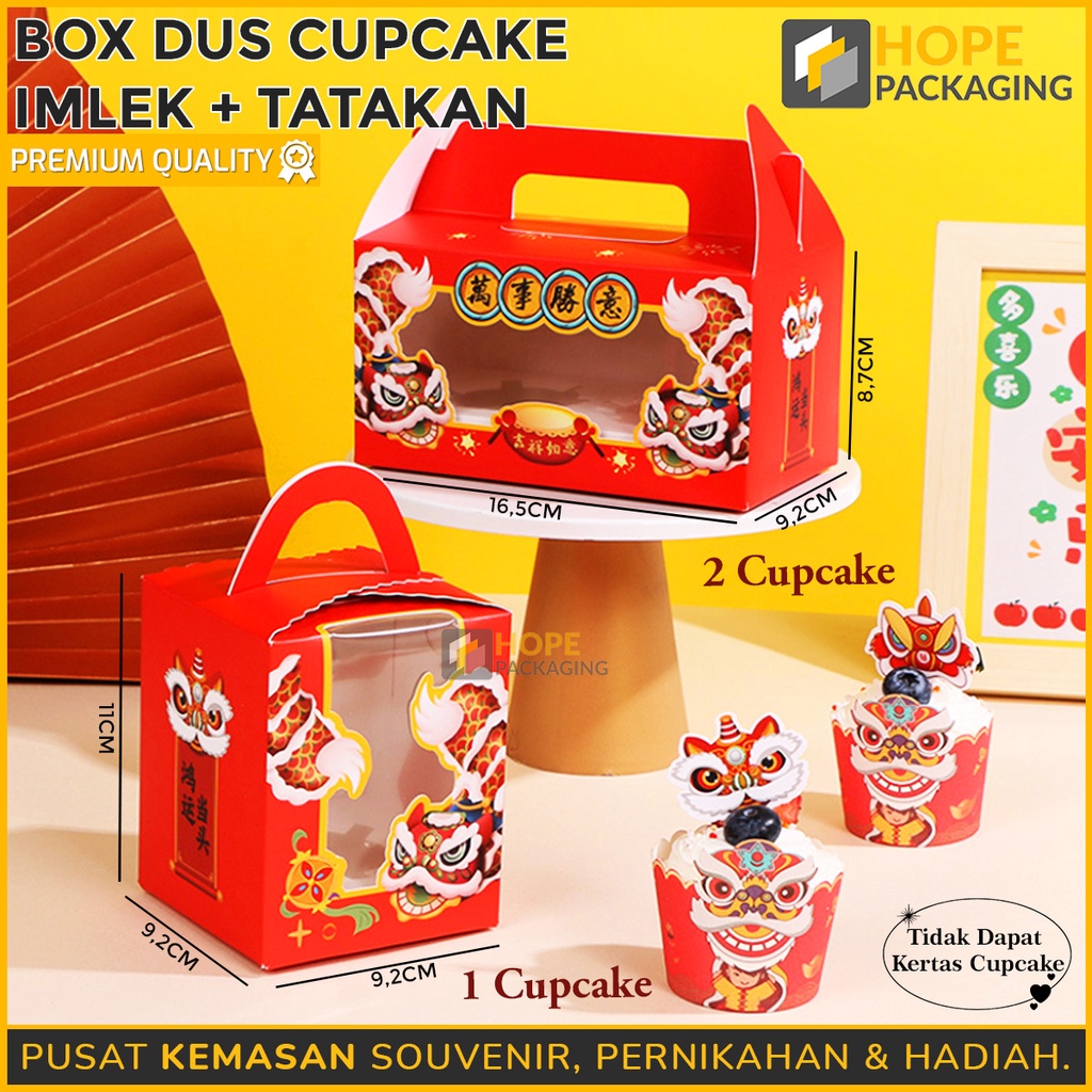 Box Imlek Tali Hampers 2 cupcake Best wishes ( Xin Hun Kuai Le ) Cookies / Gift Box Tenteng Hampers / Kotak Bingkisan