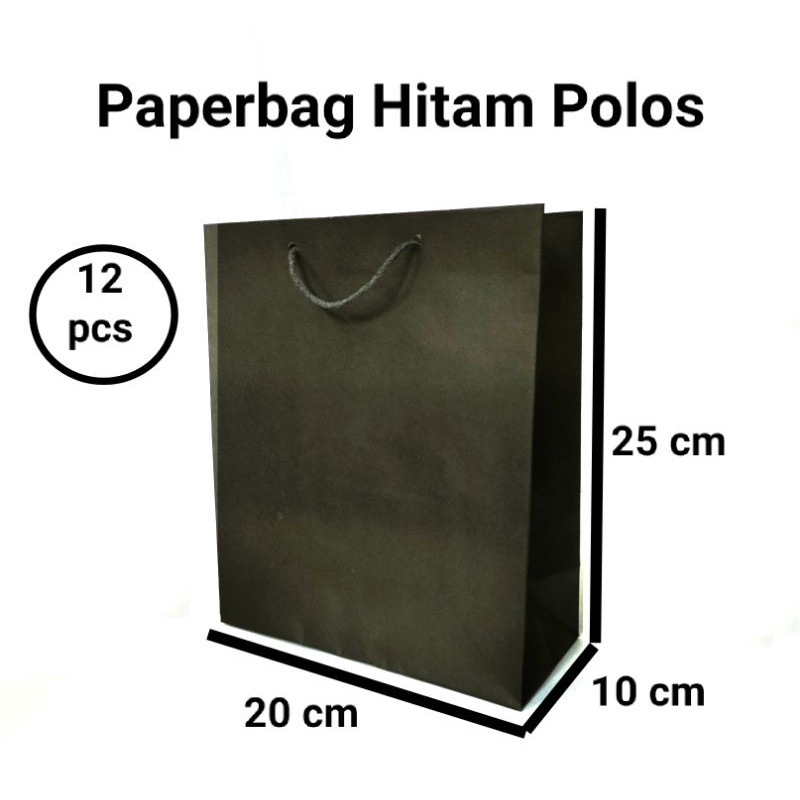 Jual Paperbag Warna Hitam Polos Ukuran 20x25x10 Tas kertas hitam murah