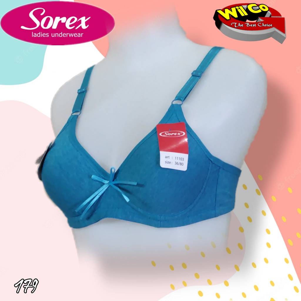 K179 - BRA/BH WANITA SOREX BUSA TIPIS TANPA KAWAT DUA PENGAIT UKURAN 32-38 CUP B