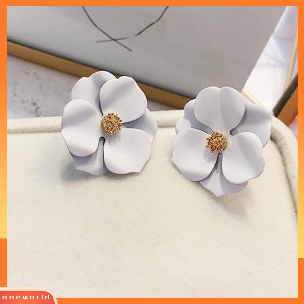 OW@ Women Fashion Painting Multicolor Flower Stud Earrings Summer Beach Jewelry Gift