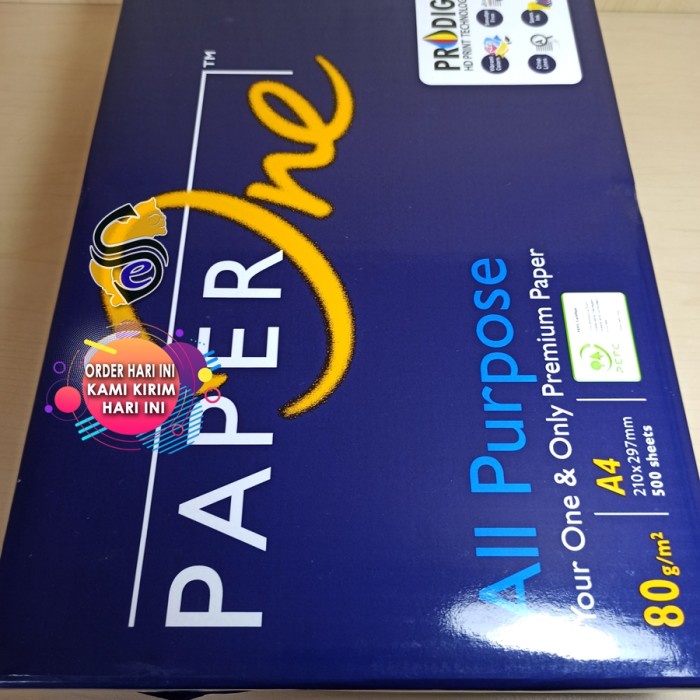 

KERTAS PRINT / FOTOCOPY HVS A4 80GR / 1 RIM MERK PAPER ONE