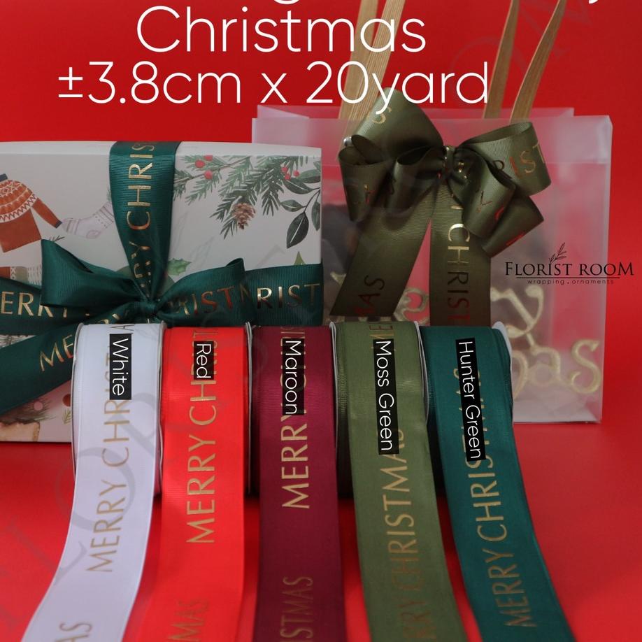

Pasti Update Pita Grossgrain Merry Christmas ±3.8cm x 20yard - Pita Natal JY7''