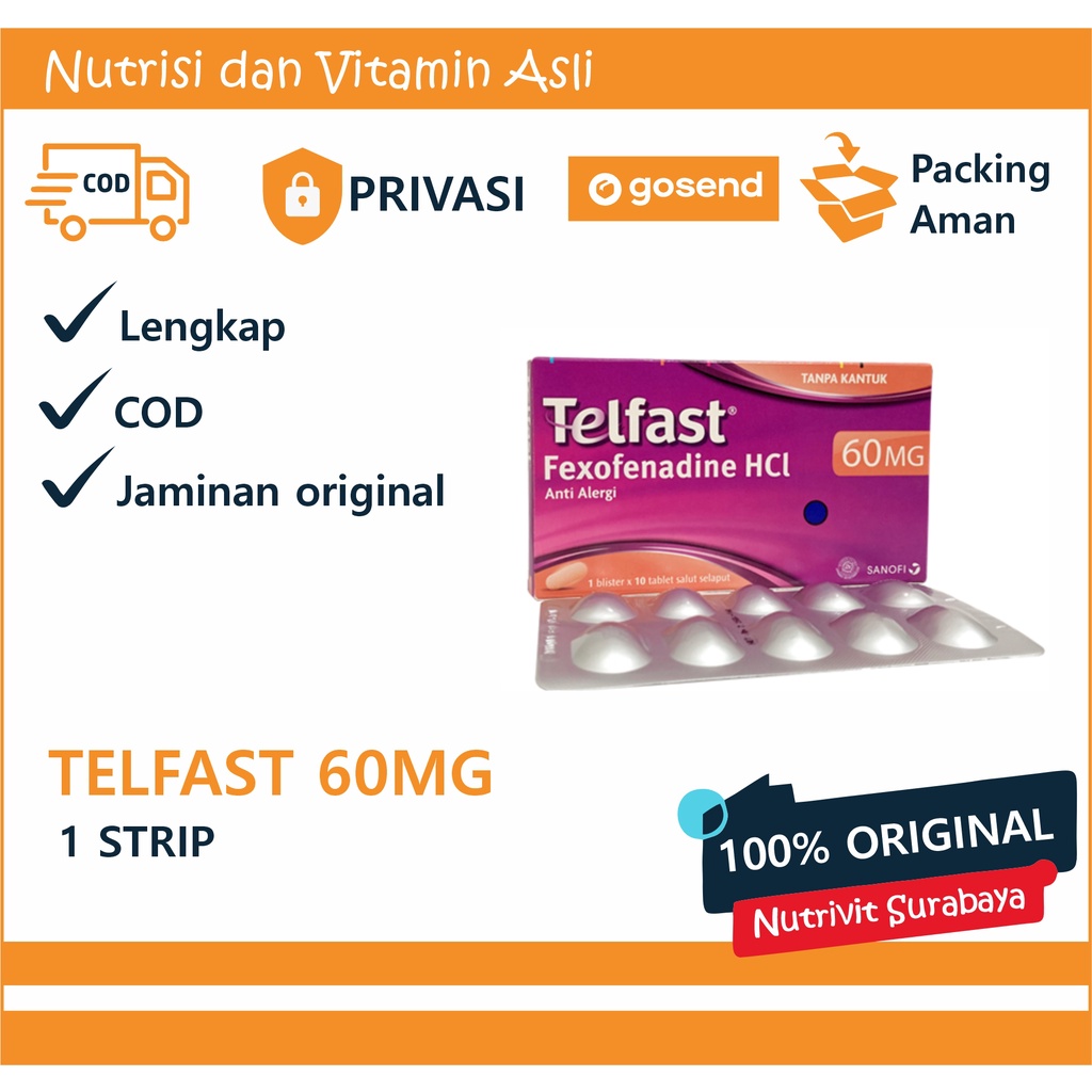 Telfast 60mg 1 Blister Isi 10 Tablet - Obat Alergi