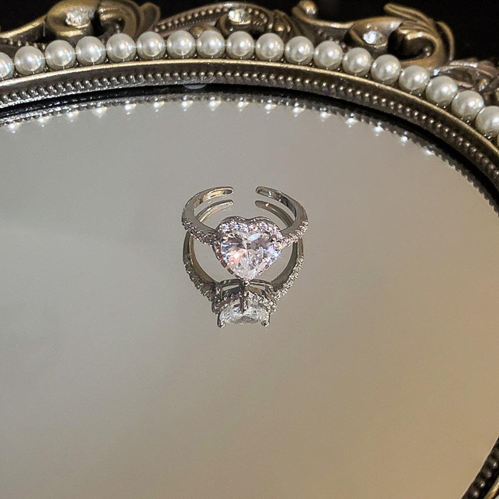Mxbeauty Perempuan Terbuka Cincin Pesta Perhiasan Berlian Imitasi Trendi Zirkon Manis Vintage Jari Cincin
