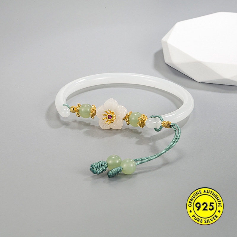 Gelang Batu Giok Hetian Setengah Lingkaran Untuk Pacar Perempuan Safety Lock Tali Gendong U1480